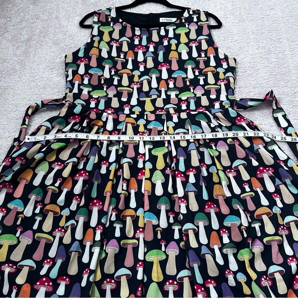 LA Soul Colorful Mushroom Print Mini Dress Pleated Skirt Size XL Cottagecore - Picture 10 of 12
